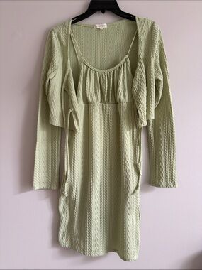 Ultra Flirt Pale Green Knit Mini Dress with Matching Bolero